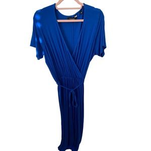 DOROTHY PERKINS Elastic Waist Maxi Wrap Dress Blue Plus 16